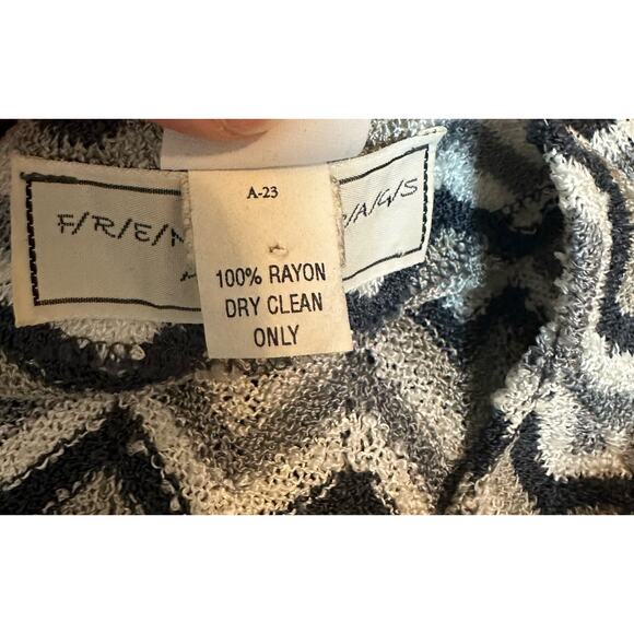 French Rags Blue White & Grey Chevron Design Knit Long Cardigan Duster sz 2=M - Picture 10 of 10